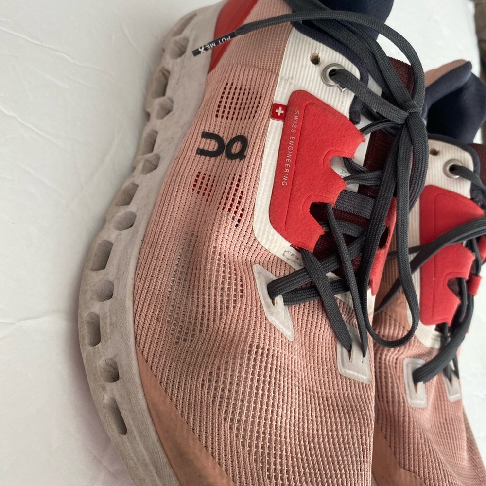 On Running Athletic Shoes in Red and Gray - Picture 3 of 12